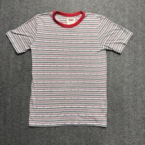 Levis Short Sleeve T-Shirt Youth Large 12-13 Gray Red/White/Blue USA All Over